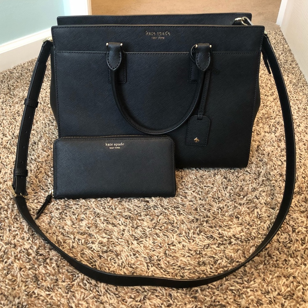 Kate Spade Cameron LRG Black Satchel & Wallet